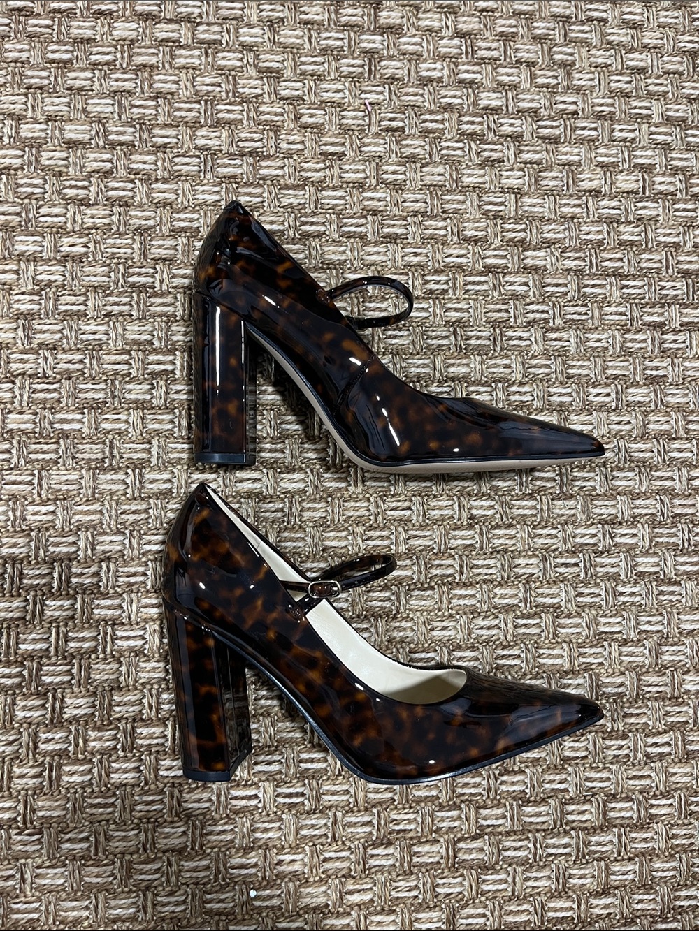 Nine West Tortoiseshell Patent Mary Jane Pointed Pumps - Brown/Black - Picture 7 of 13